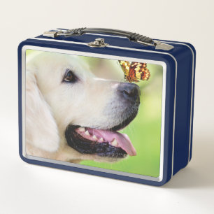 Labrador And Butterfly Throw Pillow Metal Lunch Box
