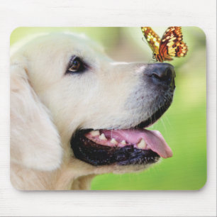 Labrador And Butterfly Throw Pillow Mouse Mat
