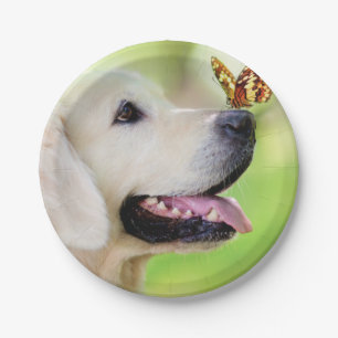 Labrador And Butterfly Throw Pillow Paper Plate