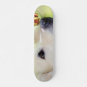 Labrador And Butterfly Throw Pillow Skateboard