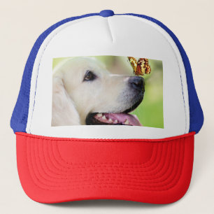 Labrador And Butterfly Throw Pillow Trucker Hat