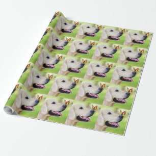 Labrador And Butterfly Throw Pillow Wrapping Paper