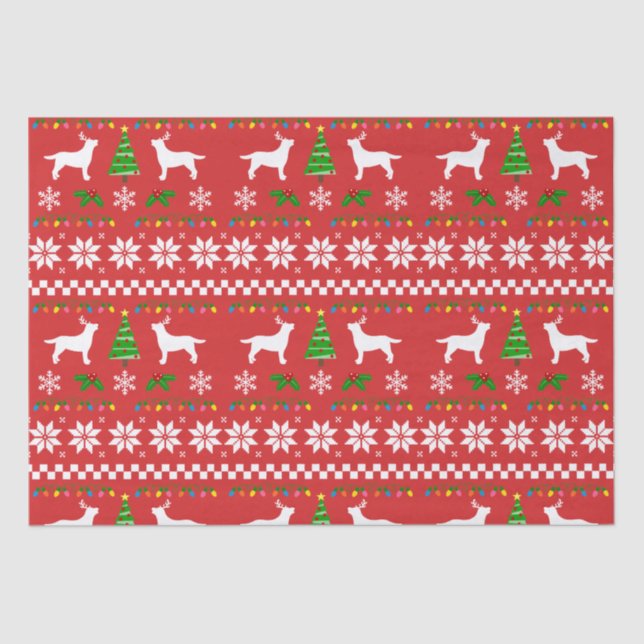 Labrador Antlers Ugly Christmas Pattern Tissue Paper (Front)