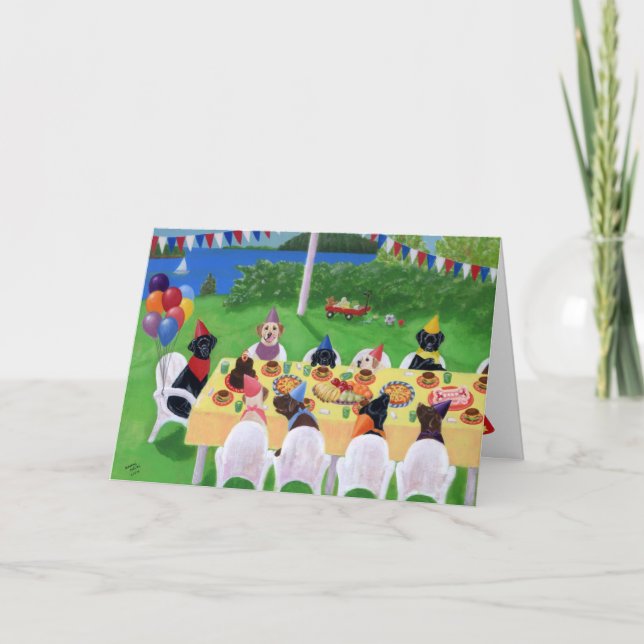 Labrador Birthday Party Painting Card (Front)