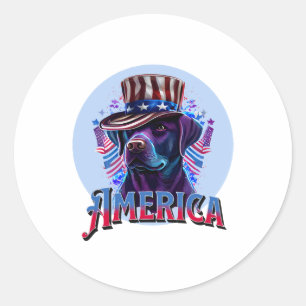 Labrador - Black Lab 4th of July design Classic Round Sticker