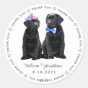 Labrador Black Lab Wedding Favour Thank You Classic Round Sticker
