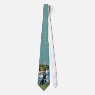 Labrador (black) - Sailboats (Monet) Tie