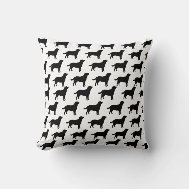 Labrador Black Silhouette Standing Lab Pattern Cushion (Front)