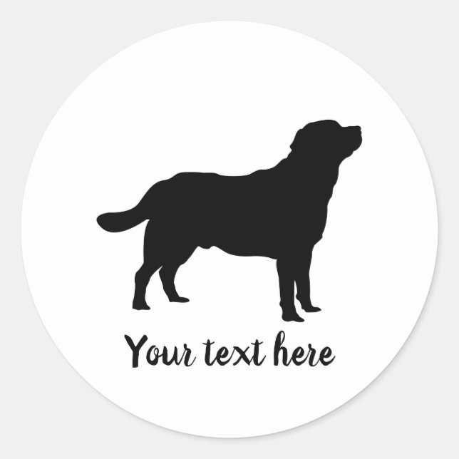 Labrador Black Standing Lab Silhouette & Text Classic Round Sticker (Front)