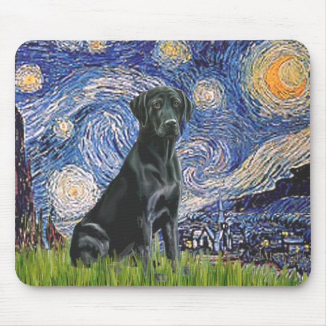 Labrador (black) - Starry Night Mouse Mat (Front)