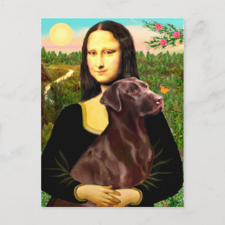 Labrador (Chcolate) - Mona Lisa Postcard