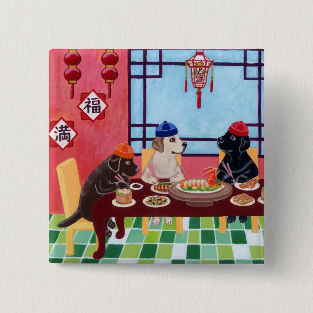 Labrador Chinese Restaurant 15 Cm Square Badge (Front)
