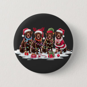 Labrador chocolate Santa hat antlers elf Christmas 6 Cm Round Badge