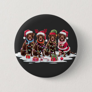 Labrador chocolate Santa hat antlers elf Christmas 6 Cm Round Badge