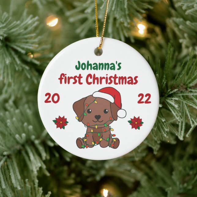 Labrador Christmas Babys first Christmas Ceramic Tree Decoration (Tree)