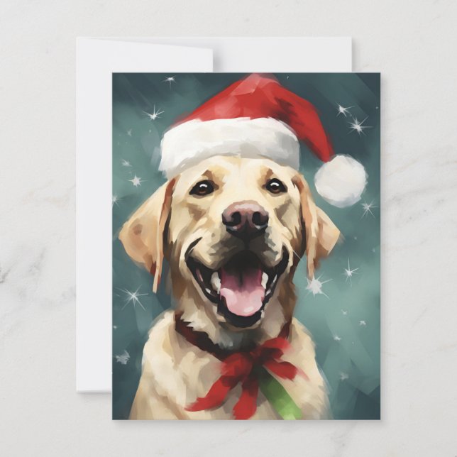 Labrador Christmas brush painting artwork Holiday Card (Front)