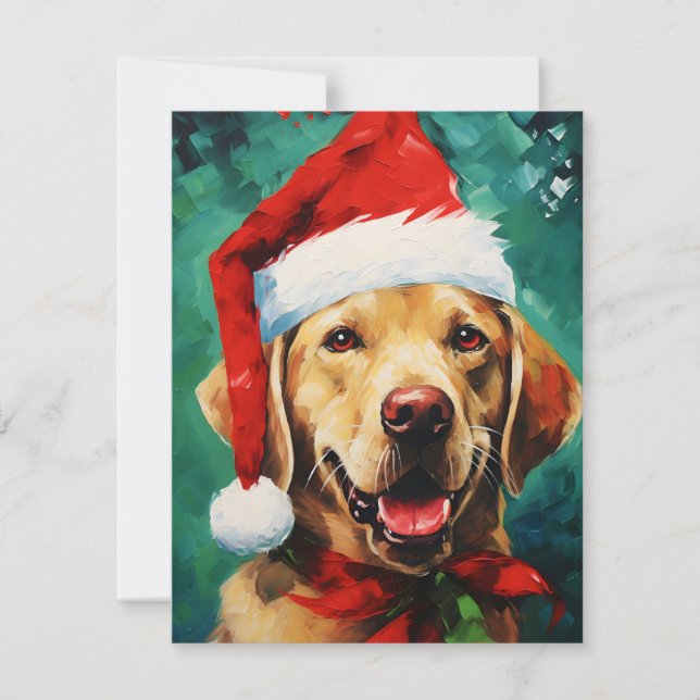 Labrador Christmas brush painting artwork Holiday Card (Front)