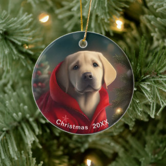 Labrador Christmas Date or Add Pet Photo Ceramic Tree Decoration