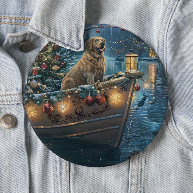Labrador Christmas Festive Voyage 6 Cm Round Badge (In Situ)