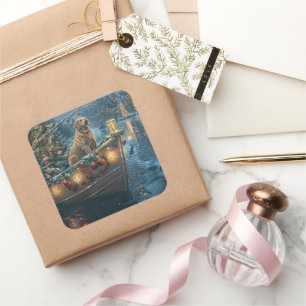Labrador Christmas Festive Voyage Square Sticker