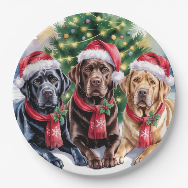 Labrador Christmas Paper Plate (Front)
