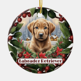 Labrador Christmas, Personalise Puppy Holiday  Ceramic Tree Decoration