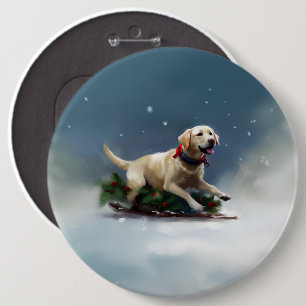Labrador Christmas snow winter 6 Cm Round Badge