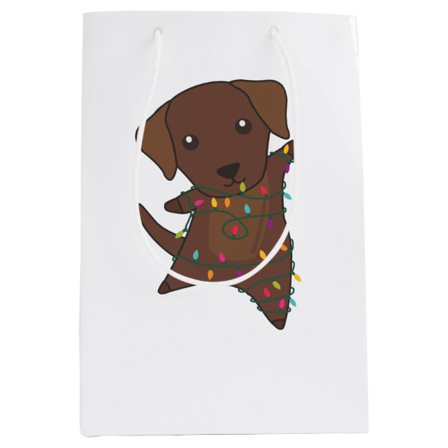 Labrador Christmas Snow Winter Animals Dogs Medium Gift Bag (Front)