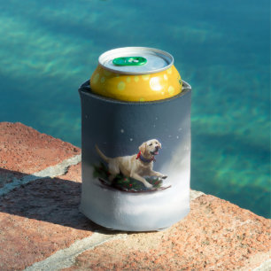 Labrador Christmas snow winter Can Cooler