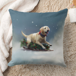 Labrador Christmas snow winter Cushion