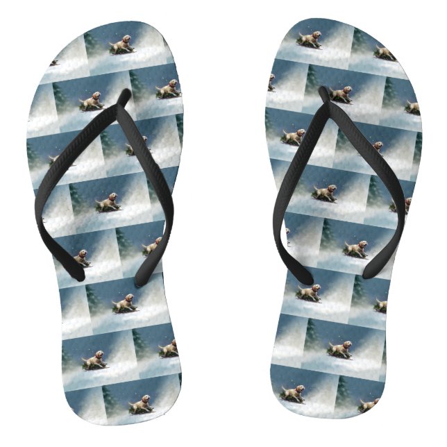 Labrador Christmas snow winter Flip Flops (Footbed)