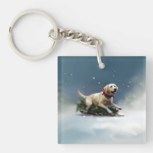 Labrador Christmas snow winter Key Ring