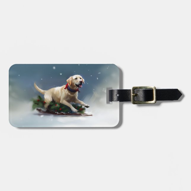 Labrador Christmas snow winter Luggage Tag (Front Horizontal)