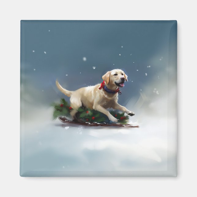 Labrador Christmas snow winter Magnet (Front)
