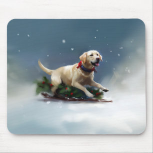 Labrador Christmas snow winter Mouse Mat