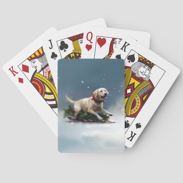 Labrador Christmas snow winter Playing Cards (Back)