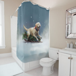 Labrador Christmas snow winter Shower Curtain
