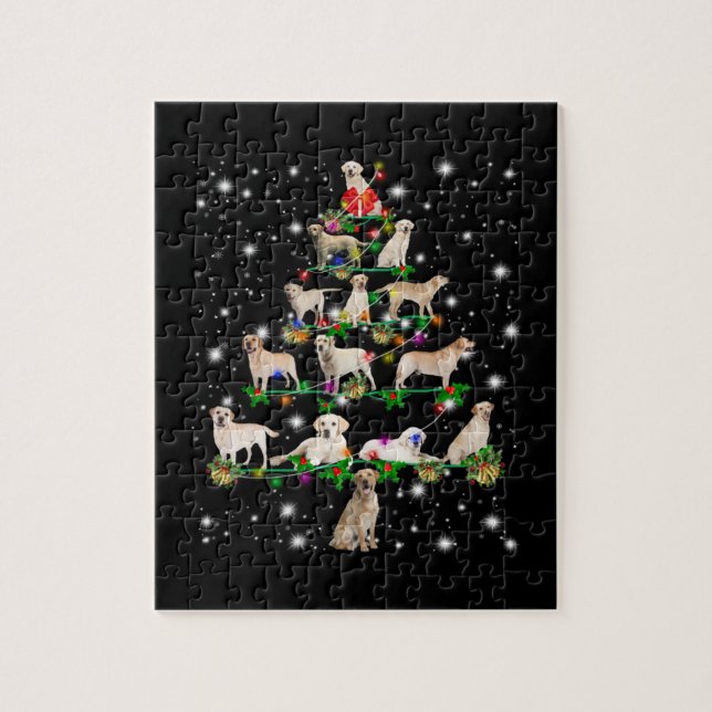 Labrador Christmas Tree Covered By Flashlight Jigsaw Puzzle (Vertical)