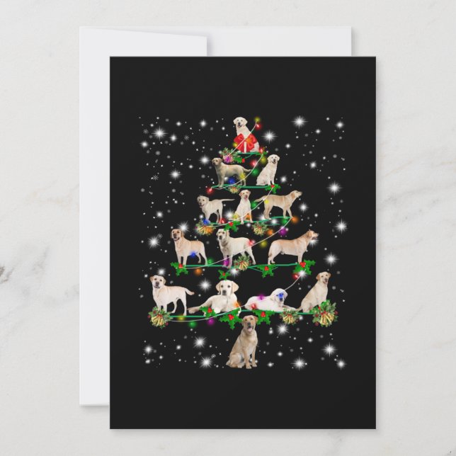 Labrador Christmas Tree Covered By Flashlight Thank You Card (Front)
