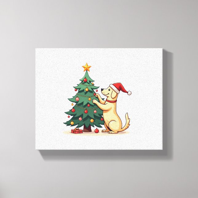 Labrador Christmas Tree Helper dog Canvas Print (Front)