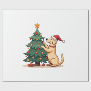 Labrador Christmas Tree Helper Wrapping Paper
