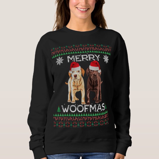 Labrador Christmas Ugly Yellow Lab Chocolate Labra Sweatshirt (Front)