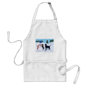 Labrador Christmas with Snowman Standard Apron