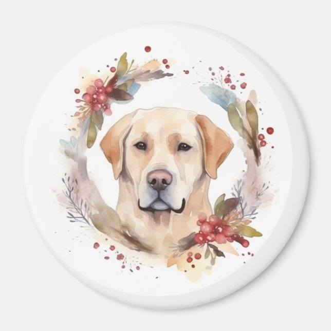 Labrador Christmas Wreath Festive Pup  Magnet (Front)