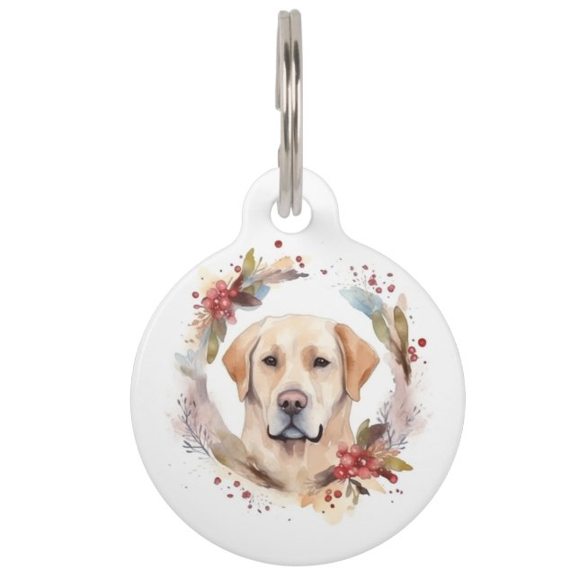 Labrador Christmas Wreath Festive Pup  Pet Tag (Front)