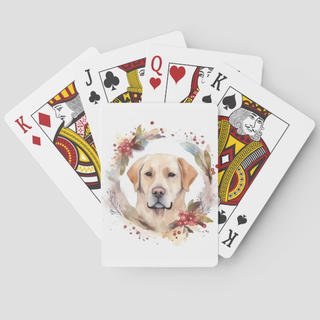 Labrador Christmas Wreath Festive Pup  Playing Cards (Back)