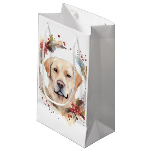 Labrador Christmas Wreath Festive Pup  Small Gift Bag