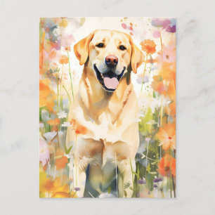 Labrador colourful watercolor artwork postcard