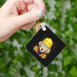 Labrador Construction Worker Labrador Dog Key Ring