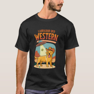 Labrador Cowboy UFO Funny Western Alien Dog T-Shirt